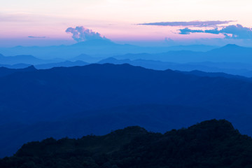 Sunset at Doi Luang Chiang Dao Mountain, Chiang Mai Province, Thailand.