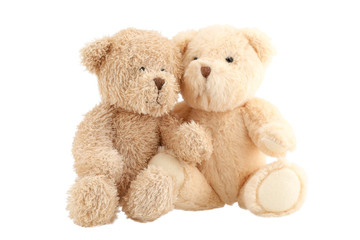Light brown teddy bears  isolated on white background.