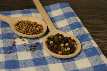 Spices. Black pepper and coriander.