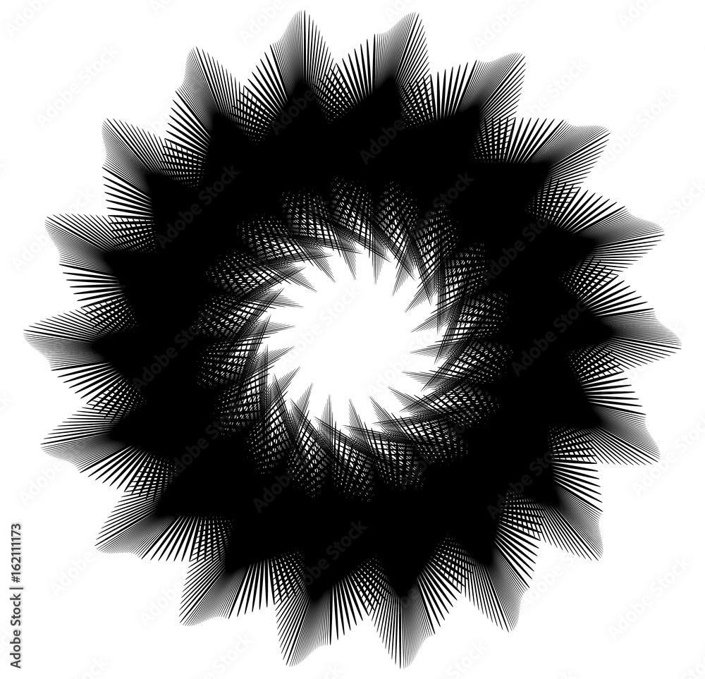 Fototapete Geometric spiral element series. Abstract swirl, twirl graphics with rotating radial lines