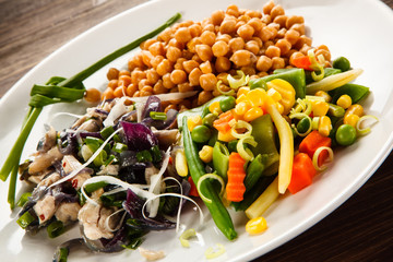 Chinese food - roast chicken with vegetables 