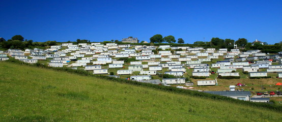 Static caravan park near village of Beer in Devon