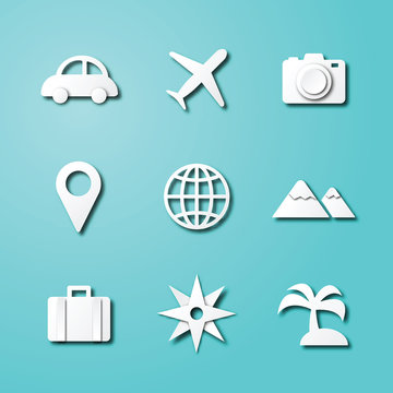 travel paper art icons