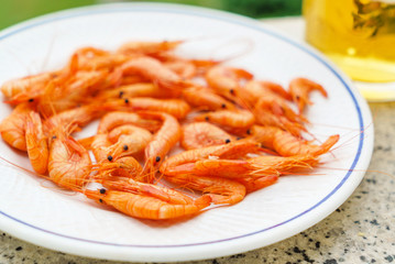 plate with shrimps