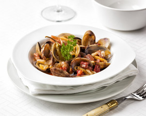 Ameijoas na Cataplana, a typical Portuguese clams dish.