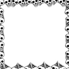 Skulls and bones. Vector cute hand drawn frame.