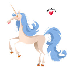 Obraz na płótnie Canvas Magical unicorn with blue mane.