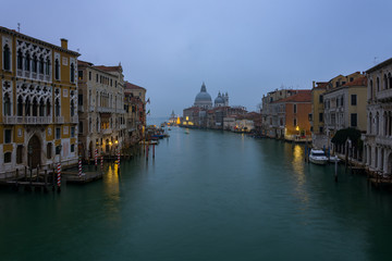 Fototapeta na wymiar Grand Canal and Saint Mary of Health shot from Ponte dell'Accademia