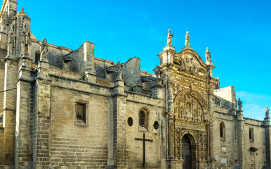 Fototapeta na wymiar Mayor Prioral Church of the Port of Santa Maria, Cadiz province, Andalusia, Spain. Located in the Plaza de España.