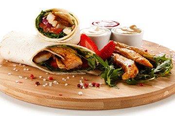 Tortilla wrap on white background 