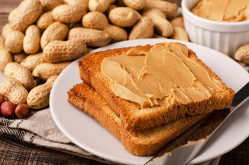 Peanut butter sandwich on plate