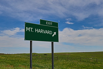 US Highway Exit Sign for Mt. Harvard