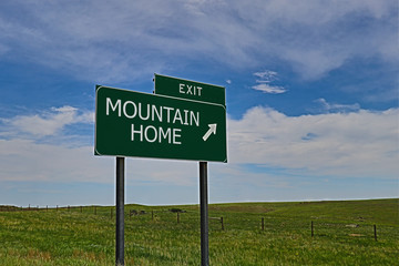 US Highway Exit Sign for Mountain Home