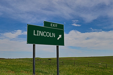 US Highway Exit Sign for Lincoln