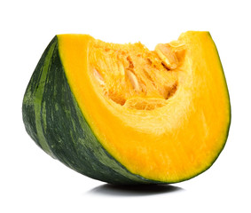 Slice of pumpkin isolated on white background