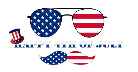 Happy 4th of July. Glasses and Mustache Design of the American Flag With Hat of Uncle Sam Illustration