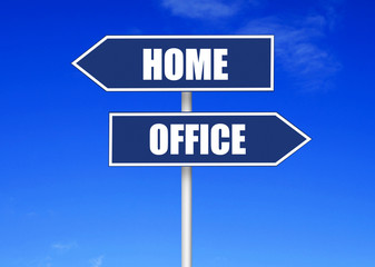 Pole sign with home and office