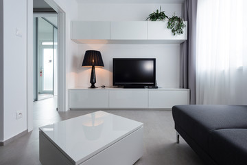 Fototapeta na wymiar Small TV room in modern house