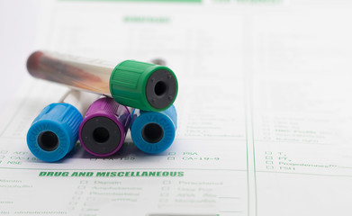 Form to fill in the results of biochemistry blood tests