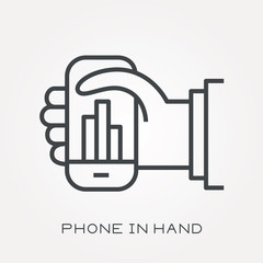 Line icon phone in hand