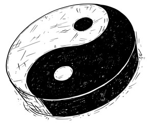 Hand Drawing of Yin Yang Jin Jang Symbol - obrazy, fototapety, plakaty