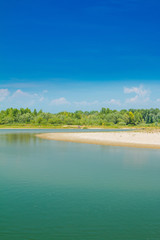     Beautiful sand beach and green nature on Drava river in Medjimurje, Croatia 
