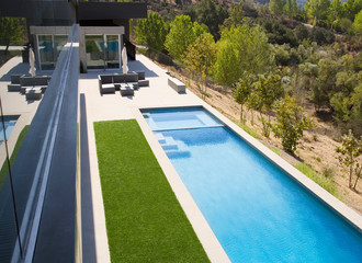 Modern house with pool in exterior