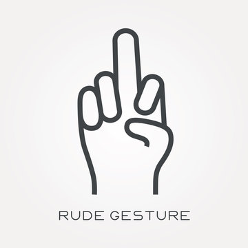 Line icon rude gesture