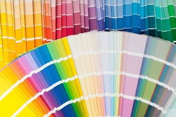 Fan with color palette, guide of acrylic paint samples	