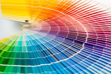 Fan with color palette, guide of acrylic paint samples