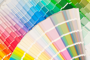 Fan with color palette, guide of acrylic paint samples	