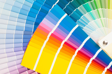 Fan with color palette, guide of acrylic paint samples	