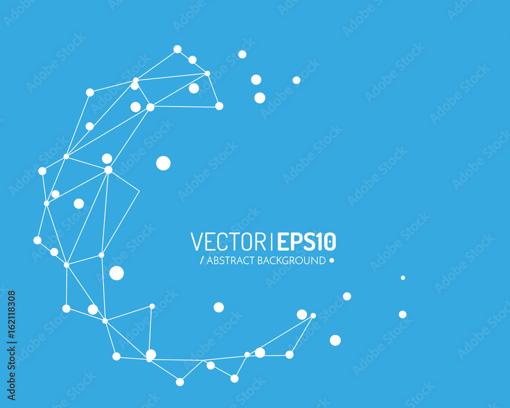 Poster Future design background for business presentation. Blue globe with lines and dots. Connection concept.