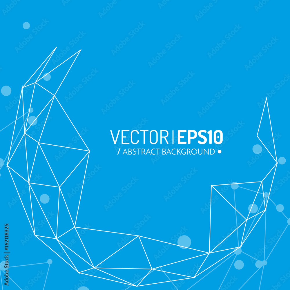 Poster Future design background for business presentation. Blue globe with lines and dots. Connection concept.