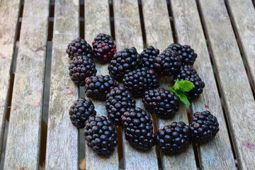 Blackberries on a wooden table