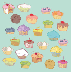 Sweet cakes and muffins
