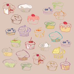 Sweet cakes and muffins
