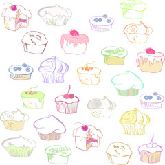 Sweet cakes and muffins
