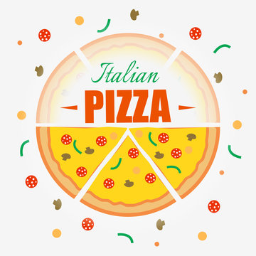 Italian Pizza design background. Vector background. Restaurant cafe menu, template