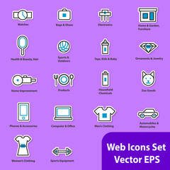 The set of flat icons for web sites.