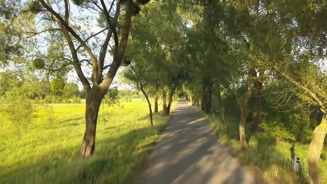 flight of the drone over the fields and rivers