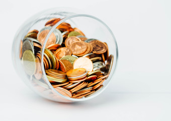 Thai Baht Coins money in glass bottles