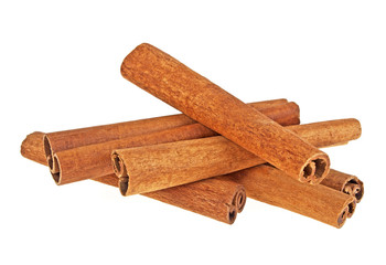 Fragrant cinnamon sticks isolated on white background