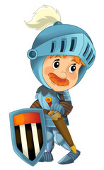cartoon happy and funny knight - isolated illustration for children
