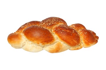 Challah bun on white