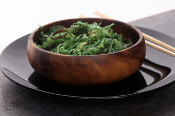 Hiyashi Wakame Chuka or seaweed salad, Japanese food