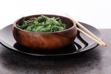 Hiyashi Wakame Chuka or seaweed salad, Japanese food