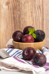 Delicious red plums