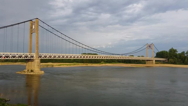 Suspension bridge over the river Loire, Ancenis, France  