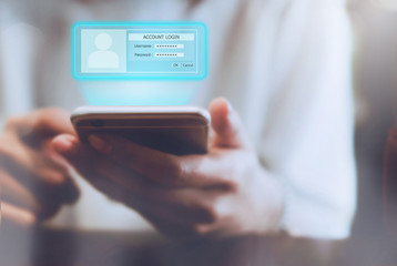 Woman holding phone in hand show screen lock safety wherever you work.